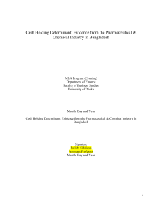 Cash Holding Determinants in Bangladesh Pharma & Chemical Industry