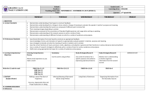 Grade 6 English Daily Lesson Log: Text, Vocab, Study Skills