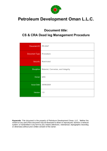 CS & CRA Dead Leg Management Procedure