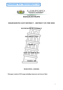 Grade 12 Mathematical Literacy Test