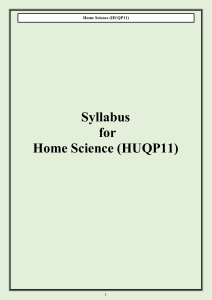 Home Science Syllabus (HUQP11)