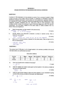 STA404 Statistics Exam Paper