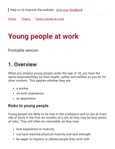 Employing Young People: Health & Safety Guidance