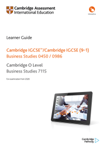 Cambridge Business Studies Learner Guide