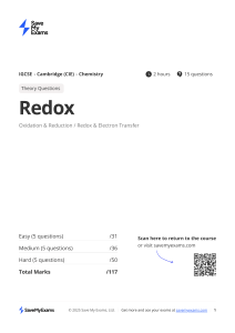 IGCSE Chemistry Redox Exam Paper