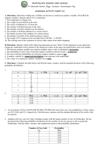 Probability & Statistics Activity Sheet