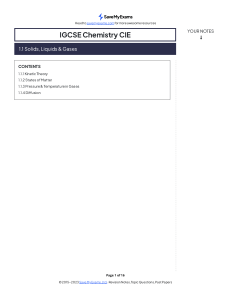 IGCSE Chemistry: Solids, Liquids & Gases Revision Notes