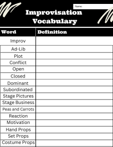 Improvisation Vocabulary Worksheet