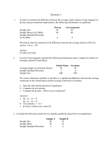 Statistics Exercise: Hypothesis Testing & Confidence Intervals