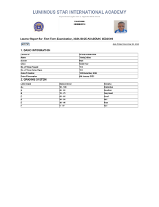 Trinity Collins Learner Report - First Term 2024/2025