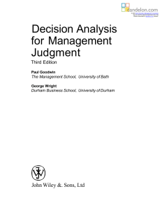 Decision Analysis for Management Judgment Textbook