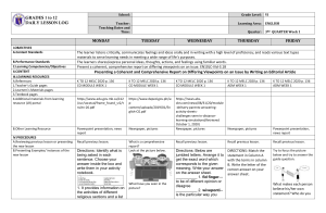 Grade 6 English Daily Lesson Log: Differing Viewpoints