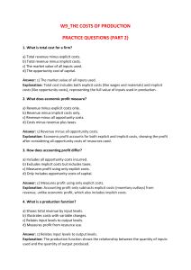 Production Costs Practice Questions