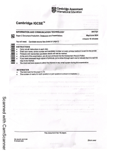 Cambridge IGCSE ICT Paper 2 Exam May/June 2024