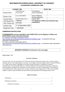 Coursework Submission Form: Global Business Environment