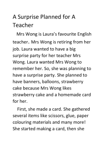 A Surprise Party for a Teacher Story