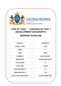 Geography Marking Guideline: Development Geography Test