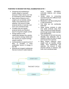 PE 1 Exam Review: Health, Diet, and Exercise