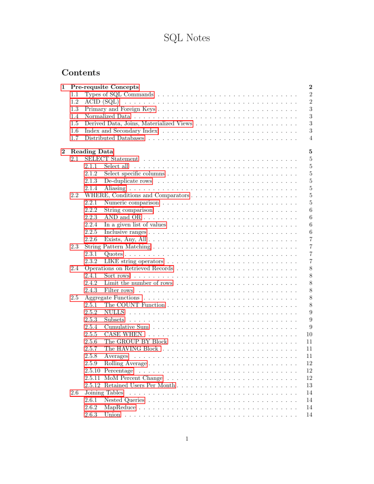 SQL Notes: Commands, ACID, Joins, and More