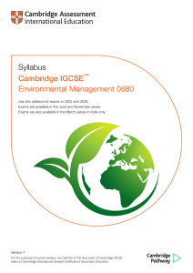 Cambridge IGCSE Environmental Management Syllabus 2025-2026