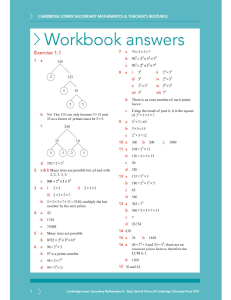 Cambridge Math 8 Workbook Answers: Prime Factorization