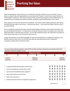 Prioritizing Work Values Worksheet