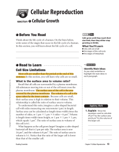 Cellular Growth & Reproduction: Cell Size, Cycle, Interphase