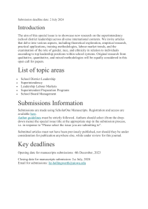 Call for Papers: Superintendency Research