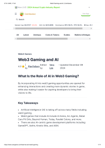 AI in Web3 Gaming: Trends and Examples