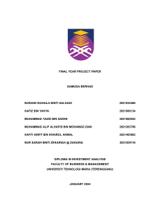 Gamuda Berhad Project Paper: Economic Analysis