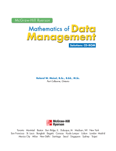 Mathematics of Data Management Solutions CD-ROM