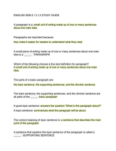 Paragraph Writing Study Guide