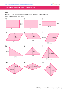 GCSE Maths Area Worksheet: Geometry & Measure