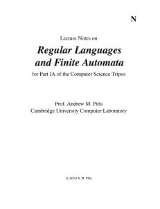 Regular Languages & Finite Automata Lecture Notes