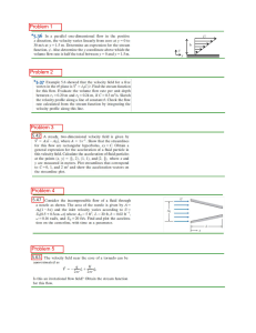 Fluid Mechanics Problem Set: Stream Functions & Velocity Fields