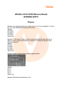 JEE-Main 2025 Exam Paper: Physics, Chemistry, Math