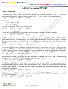 Soal Olimpiade Matematika SMP 2023