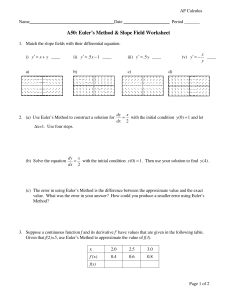 Euler's Method & Slope Field Worksheet