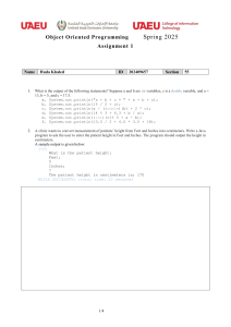 Object Oriented Programming Assignment 1