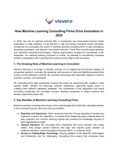 Machine Learning Consulting Firms & Innovation in 2025