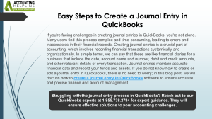 QuickBooks Journal Entry Guide: Easy Steps