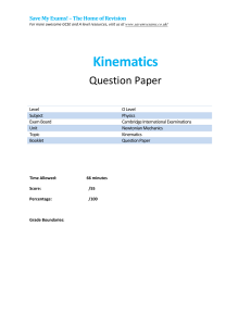 Kinematics Question Paper - O Level Physics