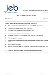 English Home Language Exam Paper - May 2024