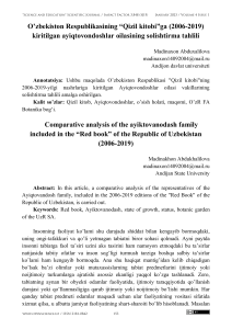 Qizil kitob ayiqtovondoshlar tahlili (2006-2019)