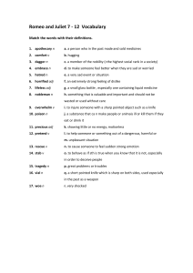 Romeo and Juliet Vocabulary Worksheet 7-12