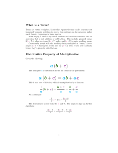 Algebra Basics: Terms, Distributive Property, Exponents