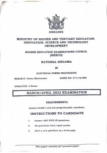 Electrical Power Engineering Exam Paper