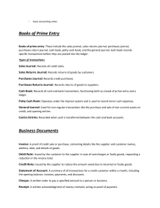 Basic Accounting Notes: Prime Entry, Financial Statements