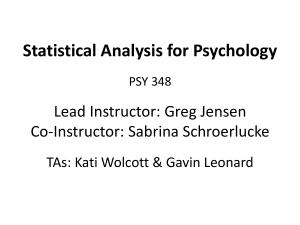 Statistical Analysis for Psychology Course Syllabus