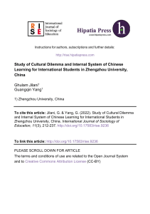 Cultural Dilemma & Chinese Learning for Int'l Students